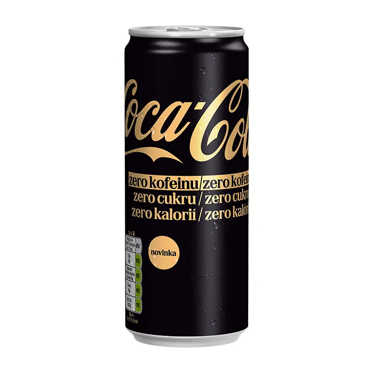 CocaCola · Zero kofeinu / zero cukru / zero kalorií